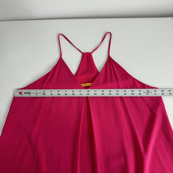 Alice + Olivia Fierra Dress Womens Large Pink Silk Blend Mini Slip Deep V-Neck - Picture 9 of 12